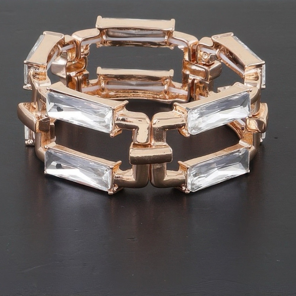 Double Crystal Link Chain Bracelet